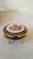 Old, cobalt & gold Limoges porcelain, box with lid