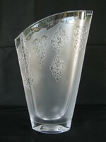 Ólomkristály kristály kézzel csiszolt üveg váza különleges forma súlyos 1,4 kg