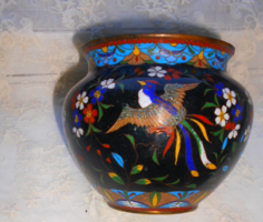 Antik Japán, zománcos kaspó  CLOISONNÉ  ( Meji korszak )
