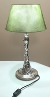 Szecessziós stílusú, ezüstözött asztali lámpa