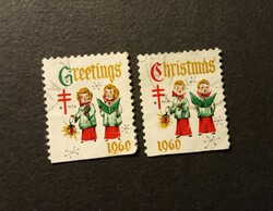 Stamp charity usa 1960 christmas greetings greetings christmas singer girls boys 1 pair line