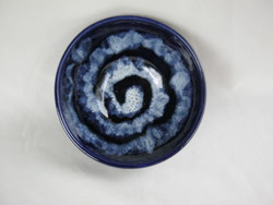 Bodrogkeresztúr ceramic bowl with a blue spiral motif