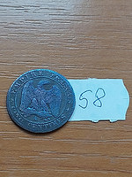 France 5 centimes 1854 / Paris, bronze, Emperor Napoleon III 58.