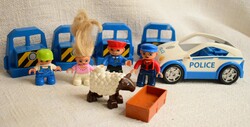 LEGO DUPLO rendőr kocsi , bárány , itató , vonat eleje + figura = 11 darab