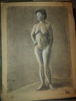 H.K. Signed nude graphic, 59x42 cm