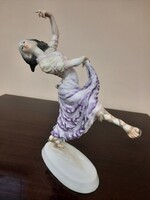 Herendi porcelán Táncoló cigány lány, táncos nő figura