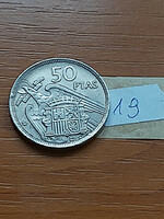 Spain 50 pesetas 1957 (58) copper-nickel, francisco franco 19.