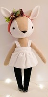 Deer girl with flower headband - handmade, toy figure