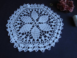 33 cm Diam. Snow-white, soft cotton crochet tablecloth, centerpiece.