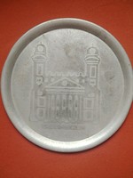 Retro aluminum plate depicting a great church