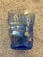 Különleges kék kézműves üveg váza