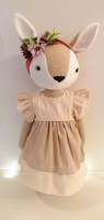 Deer figure, in frilly clothes - handmade toy figure