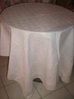 Charming white tiny tulip checkered woven damask tablecloth