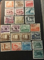 Stamp series 1951-1953 buildings series in small image size 2 series Hungarian post office