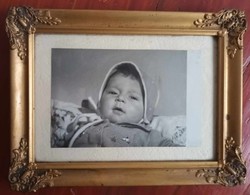 Régi blondel aranyozott keret  képkeret üveggel - fotókeret