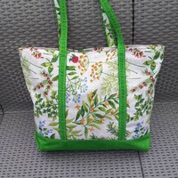 Herbal, zippered canvas bag
