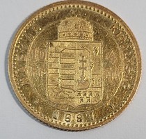 Gold 4 forints / 10 francs 1887 József Ferenc