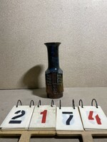 Városlődi retró csurgatott kerámia váza, 38 x 14 cm-es. 2174