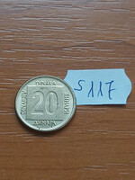 Yugoslavia 20 dinars 1989 brass s117