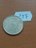 Yugoslavia 5 dinars 1984 nickel-brass s97