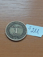 FRANCIAORSZÁG 1 FRANK FRANC 1925 	Alumínium-Bronz  S211