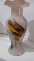 Beige, curly-mouthed Murano? Glass vase, stylish glass vase