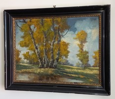 Vári-vojtivich zoltán: trees in summer. Painting.