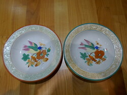 Antik  madaras fali tányér Novotny Altrohlau jelzésű kézi festésű,  2 darab