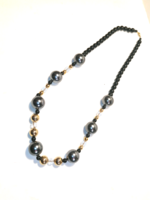 Dark bowl bead necklace (821)
