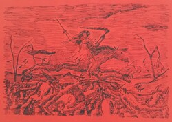 Henri Rousseau "La Guerre" eredeti posztimpresszionista litográfia, 1900-as évek eleje