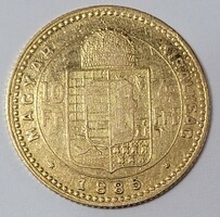 Gold 4 forints / 10 francs 1885 József Ferenc