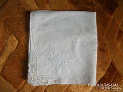Embroidered, beautiful, old, decorative lace handkerchief, unused