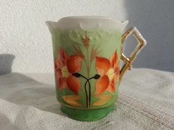 SZECESSZIÓS PORCELÁN OSZTOTTFÜLES "EMLÉK" BÖGRE, 1900-as évek eleje