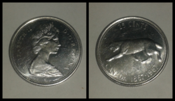 Kanada ezüst 25 cent, 1967