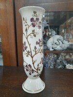 Zsolnay's hand-painted, flower-gold patterned vase. 26.5 Cm. Signed.