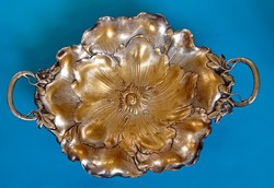 Ak & cie art nouveau serving bowl. Silver plated copper