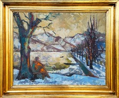 György Hegyi (1922 - 2001) Danube landscape c. Your painting with an original guarantee!