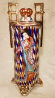 From HUF 1! Extremely special, richly gilded, hand-painted, 36 cm high, Far Eastern vase