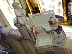 Figural majolica faience ceramic table offering in the manner of wiener kunst keramische werkstatte