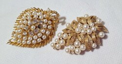 2 Old gilded pearl brooch