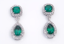 Emerald drop earrings with glasses. With certificate. New