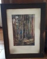 Forest detail, watercolor signed