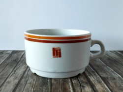 Alföldi porcelain yellow brown striped tea cup, mug hotel youth