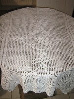 Wonderful snow white antique handmade crochet tablecloth