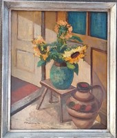 Sunflower still life - quality oil painting - marked