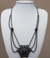 Antique silver garnet stone necklace