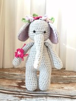 Crocheted, amigurumi elephant figure