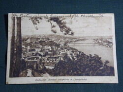 Postcard, Budapest, royal castle palace with the chain bridge, Buda Castle