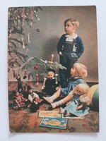 Régi karácsonyi képeslap 1962 levelezőlap jatékok karácsonyfa