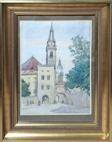 Vilmos Bereczky: Salzburg, 1931 (framed watercolor) 1930s - Austria